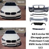 Pachet complet tuning exterior M5 pentru BMW Seria 5 F10 Pre LCI, cu decupaje pentru proiectoare ceață