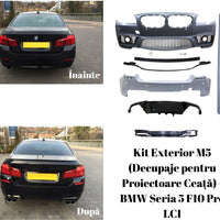 Pachet complet tuning exterior M5 pentru BMW Seria 5 F10 Pre LCI, cu decupaje pentru proiectoare ceață