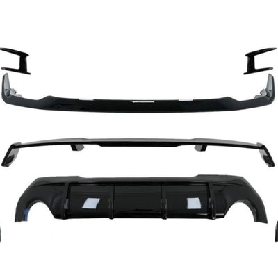 Imagine frontală a unui BMW Seria 1 F40 fără elemente de tuning, evidențiind designul original al barei față. Util pentru a compara modificările aduse de kitul Aero M-Tech. 