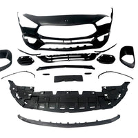 Componentele barei față CLA 45 AMG pentru Mercedes C118, kit complet aftermarket din polipropilenă, pregătit pentru vopsire