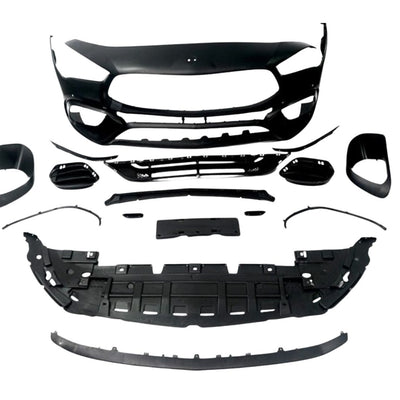 Componentele barei față CLA 45 AMG pentru Mercedes C118, kit complet aftermarket din polipropilenă, pregătit pentru vopsire