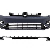 Kit bară față GTI cu difuzor integrat pentru Volkswagen Golf 7.5 (2017-2020), realizat din plastic ABS durabil, pregătit pentru vopsire.