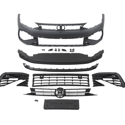 Kit bară față R-Line Volkswagen Polo 2018+, toate componentele vizibile pentru montaj aftermarket