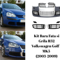 Kit complet bară față și grilă R32 pentru VW Golf 5 MK5 (2003–2009), design sportiv, fabricat din polipropilenă, produs aftermarket