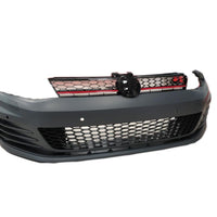 Bară față R400 cu grilă tip fagure pentru Volkswagen Golf 7 MK7, fabricată din plastic ABS rezistent, vedere frontală detaliată