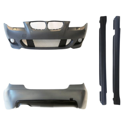 Kit exterior complet M-Tech BMW E60 2003-2007 cu bară față, bară spate și praguri laterale din polipropilenă