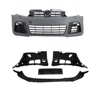 Set complet cu bară față R20, grilă, suporturi și elemente de prindere pentru upgrade-ul estetic al VW Golf 6 (2009–2012).