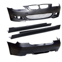 Kit tuning exterior M5 pentru BMW E60, cu bară față/spate, praguri laterale și proiectoare ceață – compatibil 2003–2010.