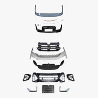 Kit R Design aftermarket pentru Volkswagen Tiguan, vedere de sus cu toate componentele frontale și posterioare incluse: bare, grile, difuzor, ornamente.