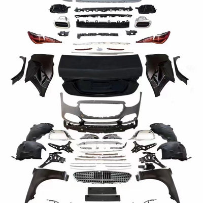 Imagine cu kit complet de conversie auto pentru Mercedes S-Class W221, model W223 S450 Look, include bare, faruri, stopuri, grilă, capotă și ornamente