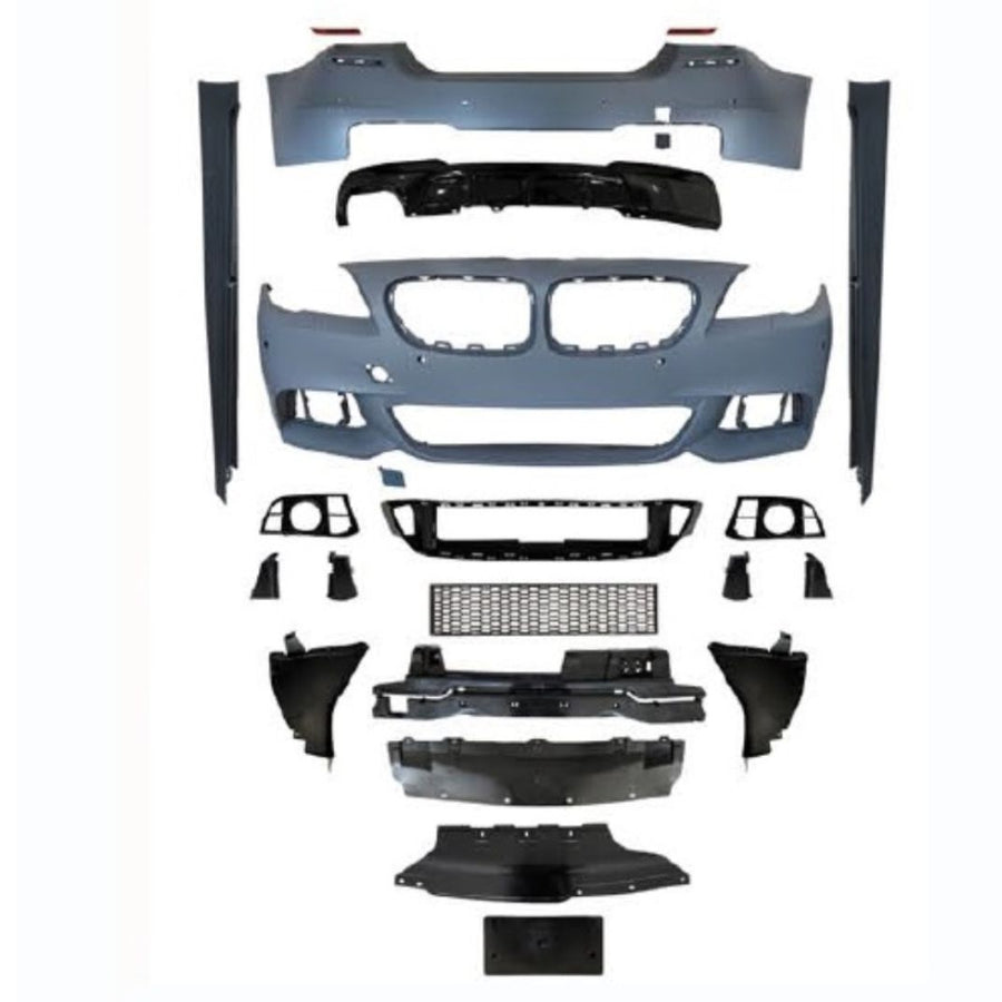 Set complet conversie exterior M-Tech pentru BMW Seria 5 F10 LCI (2014-2017), inclusiv bare față/spate, praguri și accesorii.
