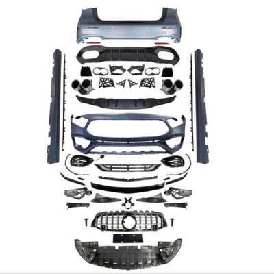 Set complet de caroserie A45 AMG compatibil cu Mercedes-Benz A-Class W177 Hatchback (2018+), include bară față, bară spate, praguri laterale, difuzor și grilă. Ideal pentru upgrade estetic sportiv.