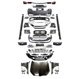 Kit exterior tuning G12 LCI pentru BMW G12 pre LCI – set complet upgrade sport față/spate, capotă, faruri și stopuri LED