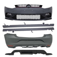 Kit tuning exterior GTI pentru Volkswagen Polo 6R/6C (2010–2017) – vedere detaliată cu toate piesele aftermarket incluse