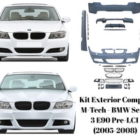 Kit complet exterior M-Tech pentru BMW Seria 3 E90 Pre-LCI, include bare față/spate, praguri, difuzor, grile și accesorii montaj