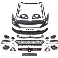 Kit exterior tuning complet R-Line pentru Volkswagen Golf 7.5 facelift 2017+, set piese caroserie față și spate, bare, grile, difuzor, accesorii montaj, design sport premium.