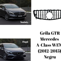 Grilă GTR neagră pentru Mercedes A-Class W176 (2012–2015), vedere frontală completă a componentului auto aftermarket.