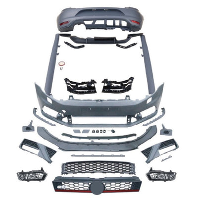 Kit tuning exterior GTI pentru Volkswagen Polo 6R/6C (2010–2017) – vedere detaliată cu toate piesele aftermarket incluse