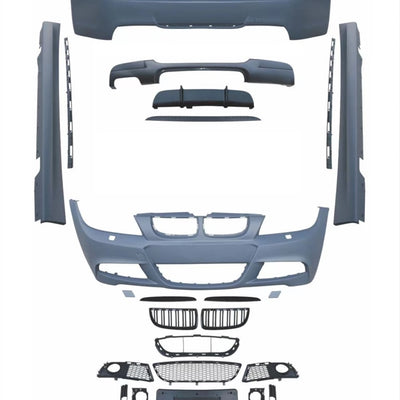 Kit complet exterior M-Tech pentru BMW Seria 3 E90 Pre-LCI, include bare față/spate, praguri, difuzor, grile și accesorii montaj