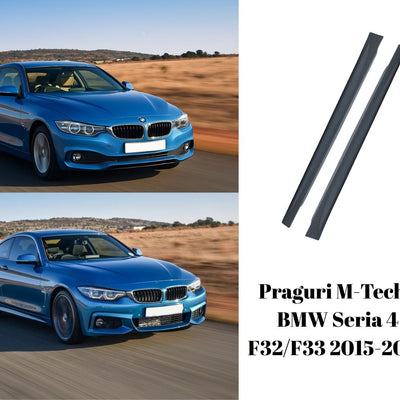 Transformare BMW Seria 4 F32/F33 cu praguri M-Tech – colaj comparativ înainte și după instalare
