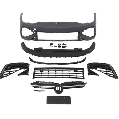  Set complet de praguri laterale R-Line compatibile cu Volkswagen Golf 8 (2020+), din polipropilenă, prezentate din unghi superior pe fundal alb pentru detalii tehnice.