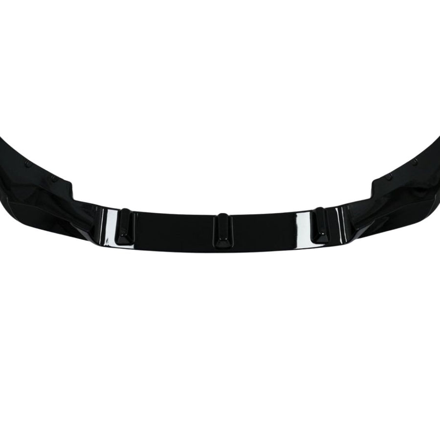 Prelungire bară față MP Look din ABS negru lucios, vedere frontală produs detașat, compatibil cu BMW Seria 5 G30 LCI facelift (2021+), stil sport.