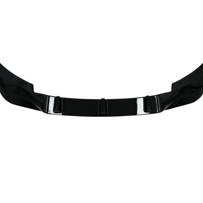 Prelungire bară față MP Look din ABS negru lucios, vedere frontală produs detașat, compatibil cu BMW Seria 5 G30 LCI facelift (2021+), stil sport.