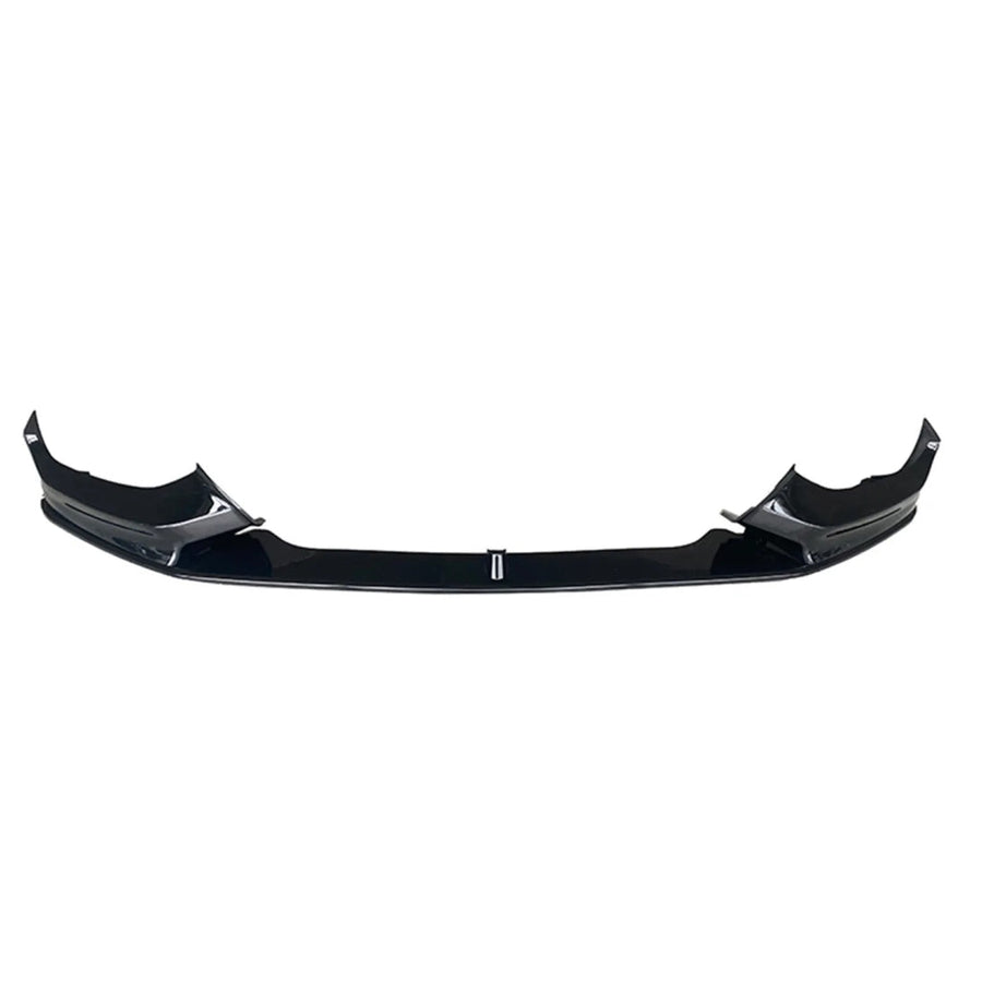 Prelungire bară față MT Look pentru BMW Seria 1 F20 Hatchback (2011–2015), fabricată din ABS rezistent, finisaj negru lucios, vedere frontală pe fundal alb.