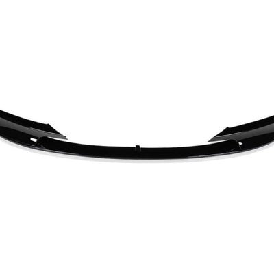 Prelungire bară față M Sport pentru BMW Seria 3 F30 (2012-2018), splitter negru lucios din ABS, vedere frontală pe fundal alb, componentă aftermarket.