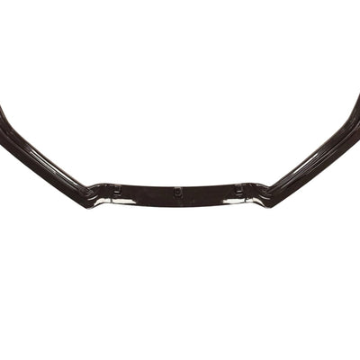 Prelungire bară față pentru Volkswagen Polo MK5 (2009-2017), componentă aftermarket din plastic negru, vedere frontală a piesei.