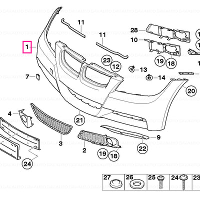 Diagramă bară față M-Tech compatibilă BMW Seria 3 E90 2005–2008