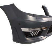 Bară față sport C63 AMG pentru Mercedes Clasa C W204 Facelift 2012–2015, cu grilă centrală și ornamente laterale, piesă aftermarket pregătită pentru vopsire