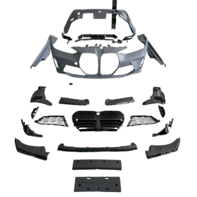 Set complet piese tuning exterior pentru BMW Seria 4 G22/G23 (2020+) – bară față și spate, grile, praguri, difuzor și elemente de montaj, aspect agresiv M4.