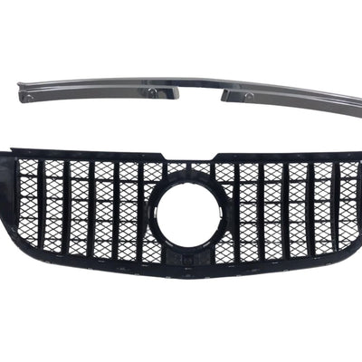 Vedere din spate a grilei GTR Mesh Style pentru Mercedes Vito W447 2014-2020, evidențiind sistemul de prindere OEM și structura din ABS.