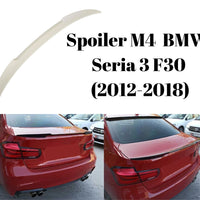 Spoiler M4 Look alb din ABS pentru BMW Seria 3 F30 Sedan (2012–2018), vedere frontală componentă tuning auto.
