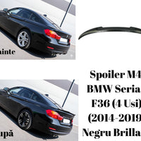 Spoiler M4 Look pentru BMW Seria 4 F36 Gran Coupé 4 uși 2014–2019, piesă aftermarket ABS, finisaj negru brillant, vedere frontală.