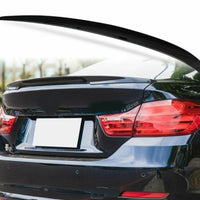 Spoiler MP Look pentru BMW Seria 4 F36 Gran Coupé 4 uși, compatibil 2014–2019, piesă auto aftermarket ABS, finisaj negru brillant, vedere laterală.