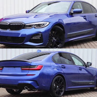 Detaliu cu pragurile din inox pentru BMW Seria 3 F30, componente aftermarket pentru protecție și stil sportiv, prezentate pe fundal alb