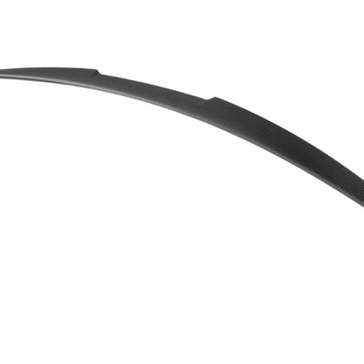 Spoiler M4 Look pentru BMW Seria 4 G22 Coupe (2021+), vedere laterală unghi oblic, material ABS, design sportiv cu finisaj carbon.