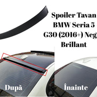 Spoiler tavan negru brillant pentru BMW Seria 5 G30 Sedan (2016+), piesă aftermarket din plastic ABS, vedere detaliată componentă auto.
