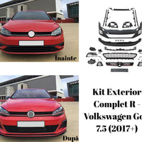 Kit exterior tuning complet R-Line pentru Volkswagen Golf 7.5 facelift 2017+, set piese caroserie față și spate, bare, grile, difuzor, accesorii montaj, design sport premium.