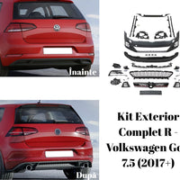 Kit exterior tuning complet R-Line pentru Volkswagen Golf 7.5 facelift 2017+, set piese caroserie față și spate, bare, grile, difuzor, accesorii montaj, design sport premium.