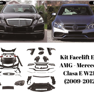 Comparatie Mercedes E-Class W212 înainte și după conversie completă la design E63 AMG facelift
