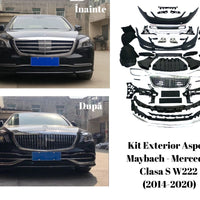 Kit complet tuning exterior Maybach pentru Mercedes S-Class W222, piese aftermarket pentru upgrade estetic față și spate.