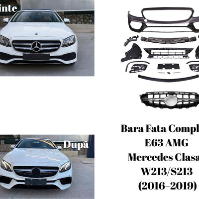 Transformare estetică a unui Mercedes Clasa E 2016–2019 cu bară față sport design E63 AMG

