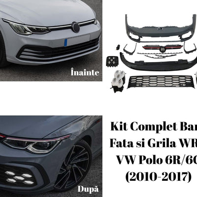 Modificare estetică față pentru VW Polo 6R/6C – comparație laterală cu kit WRC complet