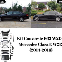 Toate piesele incluse în kitul de conversie E63 W213 pentru Mercedes E W212 – upgrade complet estetic cu componente premium aftermarket.