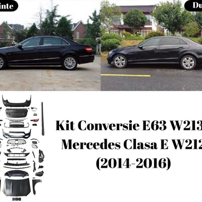 Upgrade lateral Mercedes Clasa E W212 cu kit conversie E63 W213 – aspect modern și profil agresiv pentru un look actualizat.
