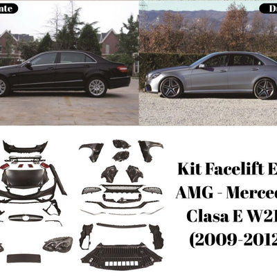 Mercedes W212 facelift E63 AMG – transformare estetică laterală înainte și după