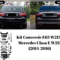 Toate piesele incluse în kitul de conversie E63 W213 pentru Mercedes E W212 – upgrade complet estetic cu componente premium aftermarket.
